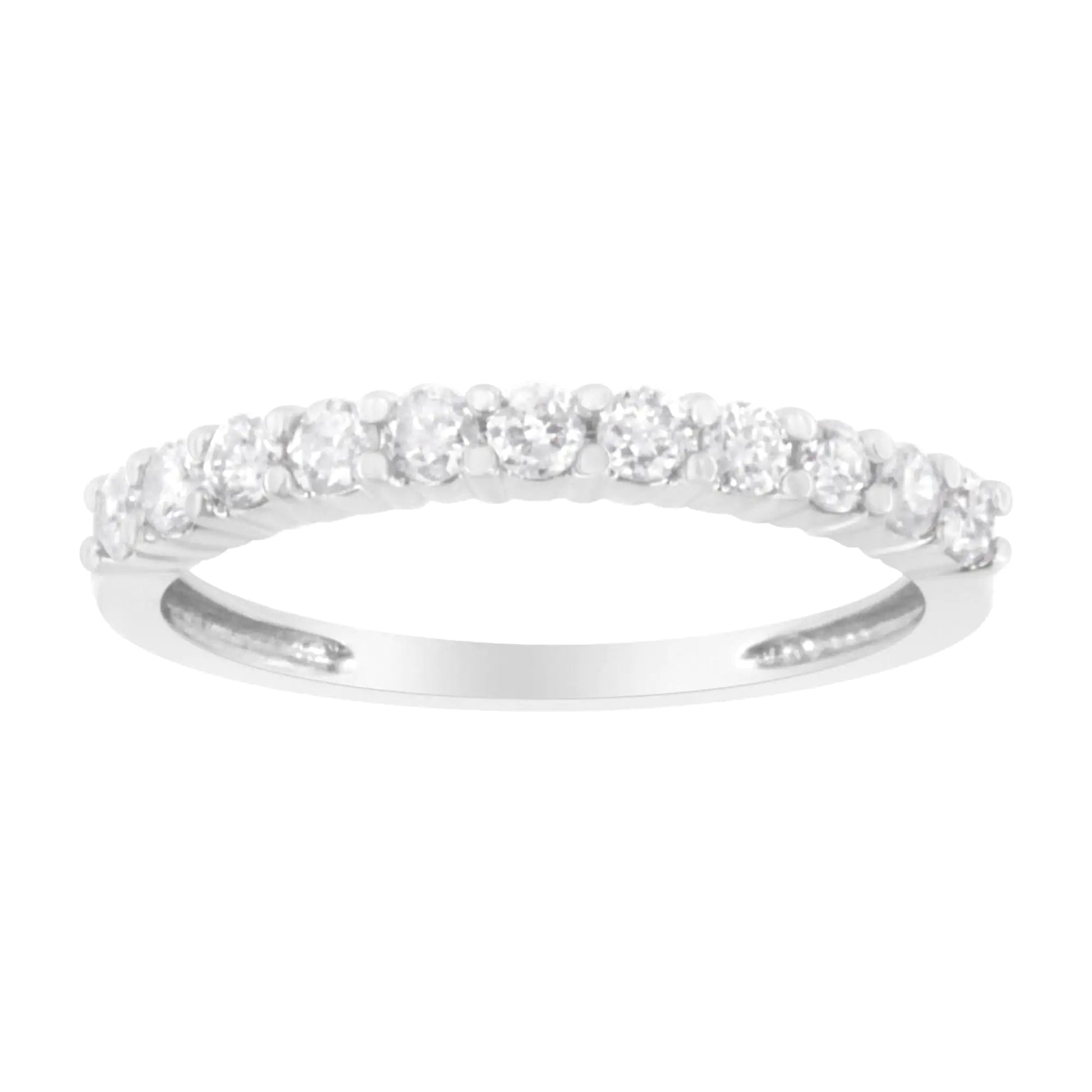 IGI Certified 1/2 Cttw Diamond 10K White Gold Prong Set Fluted Band Style Ring (I-J Color, I2-I3 Clarity) WEM Support (www.WEM.support)
