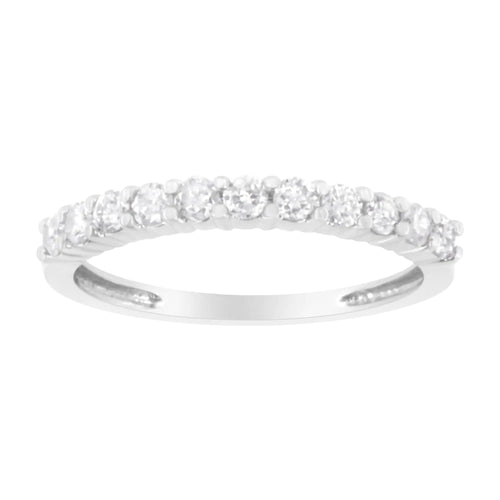 IGI Certified 1/2 Cttw Diamond 10K White Gold Prong Set Fluted Band Style Ring (I-J Color, I2-I3 Clarity) WEM Support (www.WEM.support)