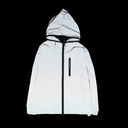 Solid Color Zipper Decoration Reflective Jacket Men's Jacket WEM Support (www.WEM.support)