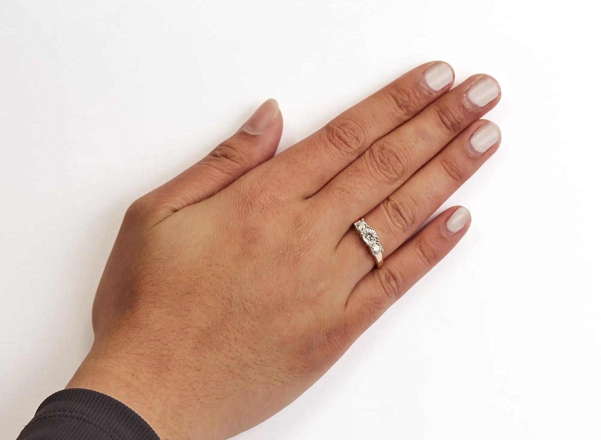 10K Yellow Gold 1/2 Cttw Miracle Set Round Diamond Three Stone Illusion Plate Ring (I-J Color, I2-I3 Clarity) WEM Support (www.WEM.support)