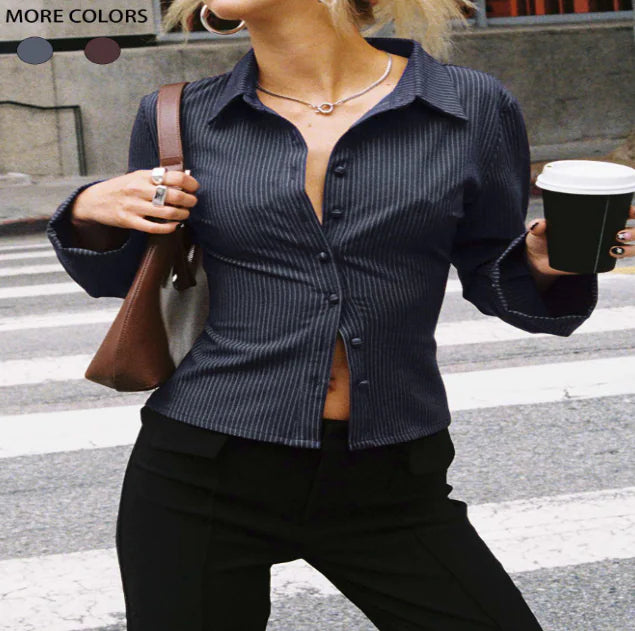 Lapel Breasted Cardigan Long Sleeve Shirt HejK.com Marketplace LLC