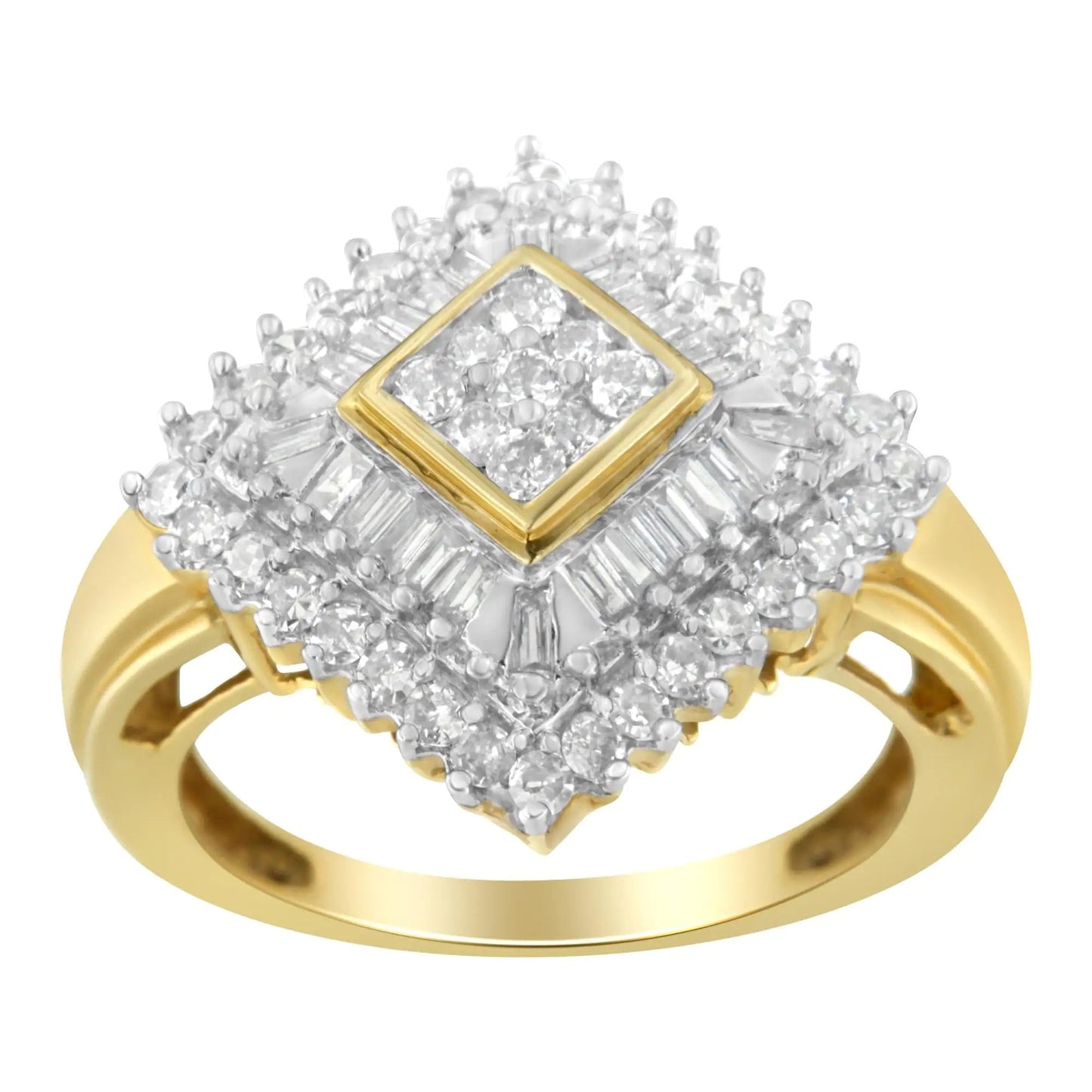 10K Yellow Gold Diamond Ballerina Ring (1 Cttw, I-J Color, I1-I2 Clarity) WEM Support (www.WEM.support)
