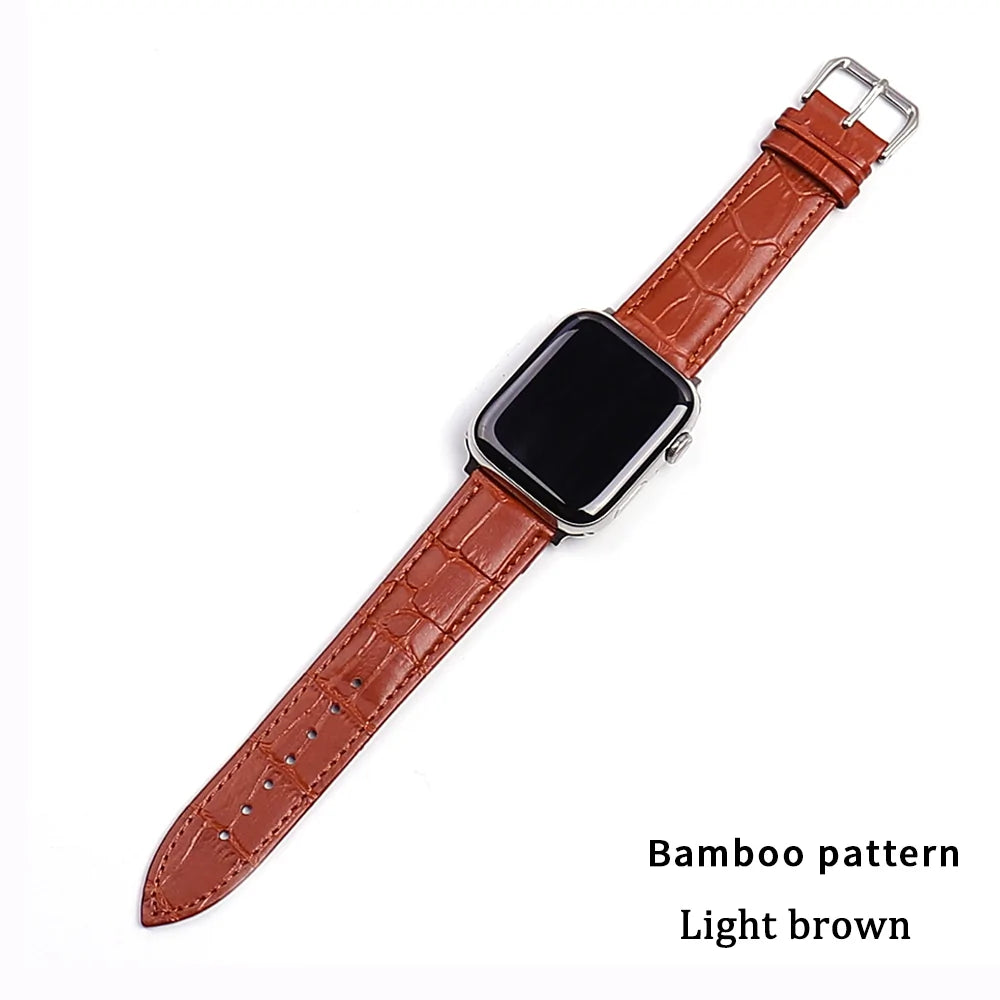 Brown Leather Band for Apple Watch WEM Support (www.WEM.support)