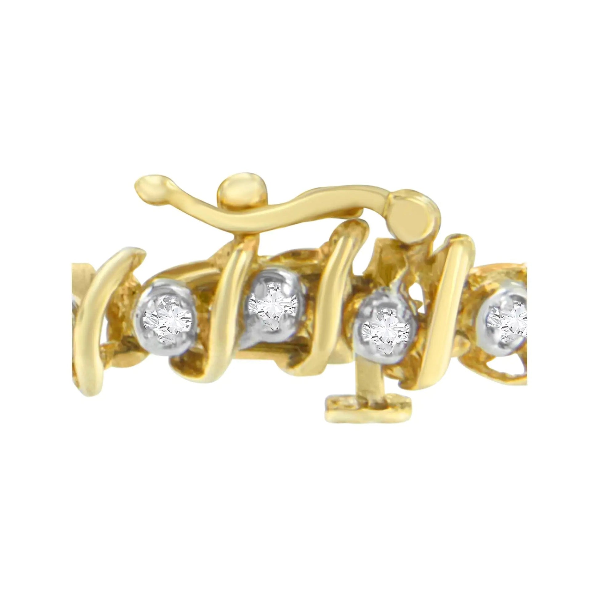 10K Yellow Gold Round Cut Diamond 'S' Bracelet (1.00 cttw, I-J Color, I2-I3 Clarity) WEM Support (www.WEM.support)
