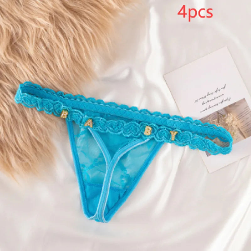 Women's Lace Transparent Rhinestone Letter Shorts WEM Support (www.WEM.support)