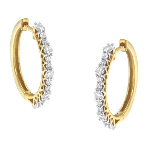 Yellow Gold Plated Sterling Silver Diamond Hoop Earrings (1 cttw, J-K Color, I2-I3 Clarity) WEM Support (www.WEM.support)