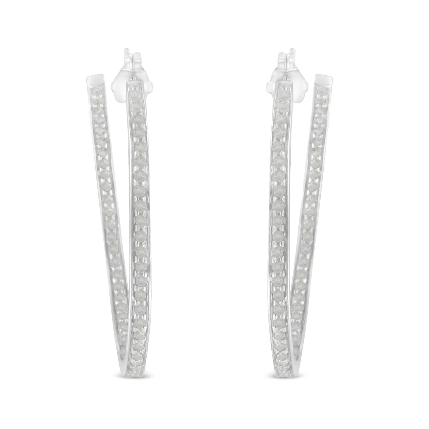 14K White Gold Round Diamond Hoop Earrings (1 cttw, H-I Color, I1-I2 Clarity) WEM Support (www.WEM.support)