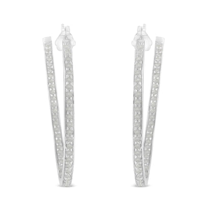 14K White Gold Round Diamond Hoop Earrings (1 cttw, H-I Color, I1-I2 Clarity) WEM Support (www.WEM.support)