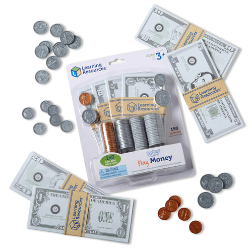 Learning Resources Pretend Play Money - 150 Pieces Ages 3+ Play Money for Kids Pretend Money for Kids Play Money Set Money and Banking Play Toys Toddler Learning Toys