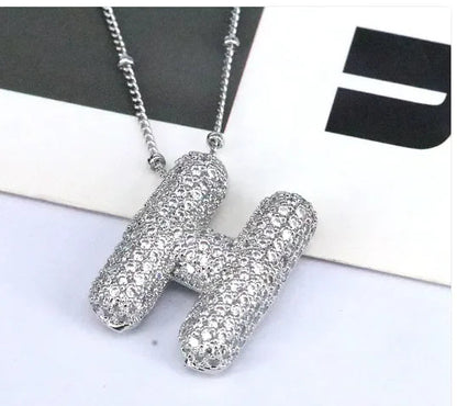 Brass Zircon Letter Necklace WEM Support (www.WEM.support)