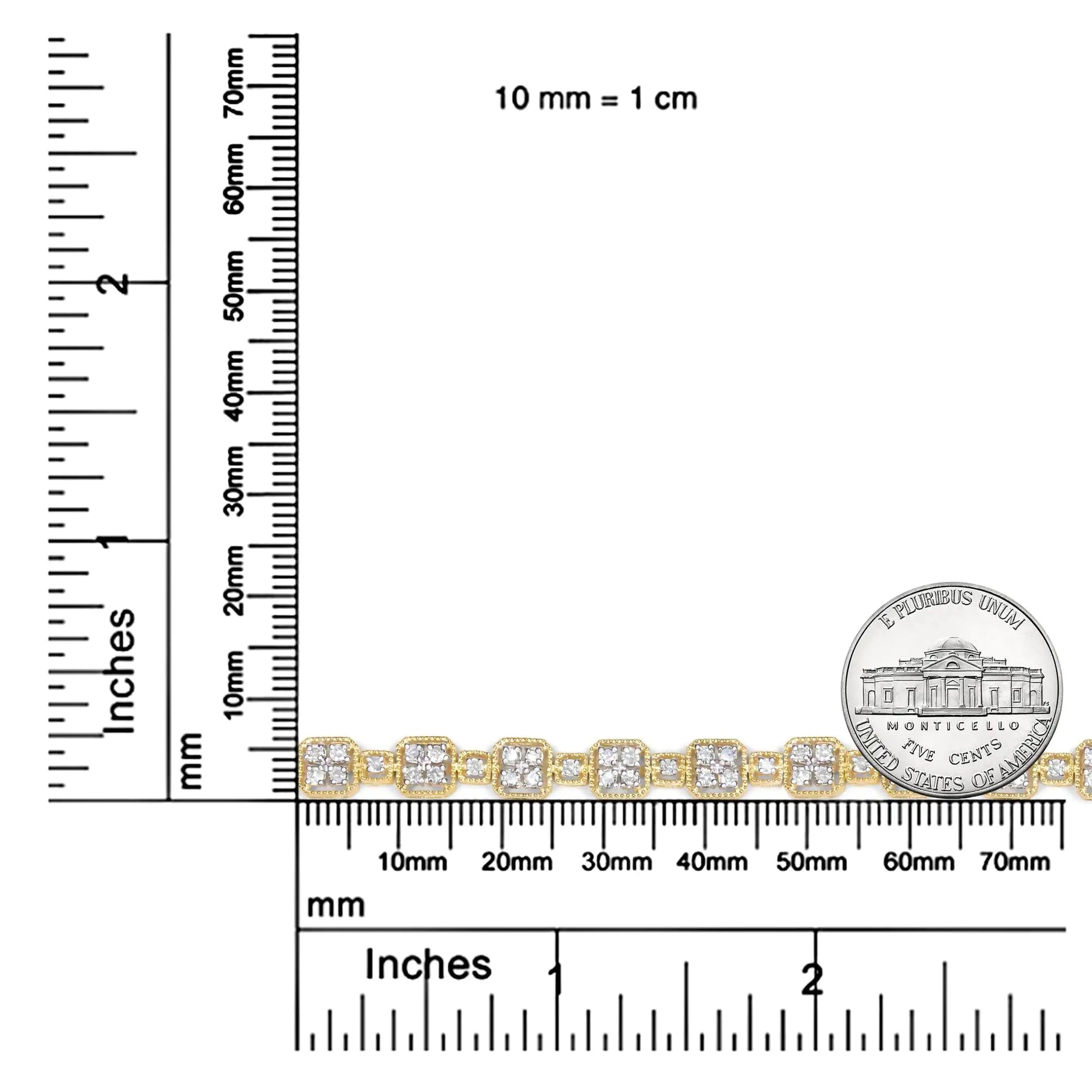 10K Yellow Gold 2.0 Cttw Diamond Square Link Bracelet (J-K Color, I2-I3 Clarity) - Size 7.25" WEM Support (www.WEM.support)