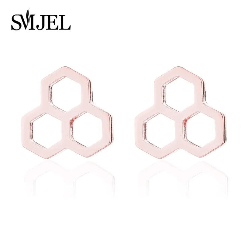 Triple Honeycomb Stud Earrings WEM Support (www.WEM.support)