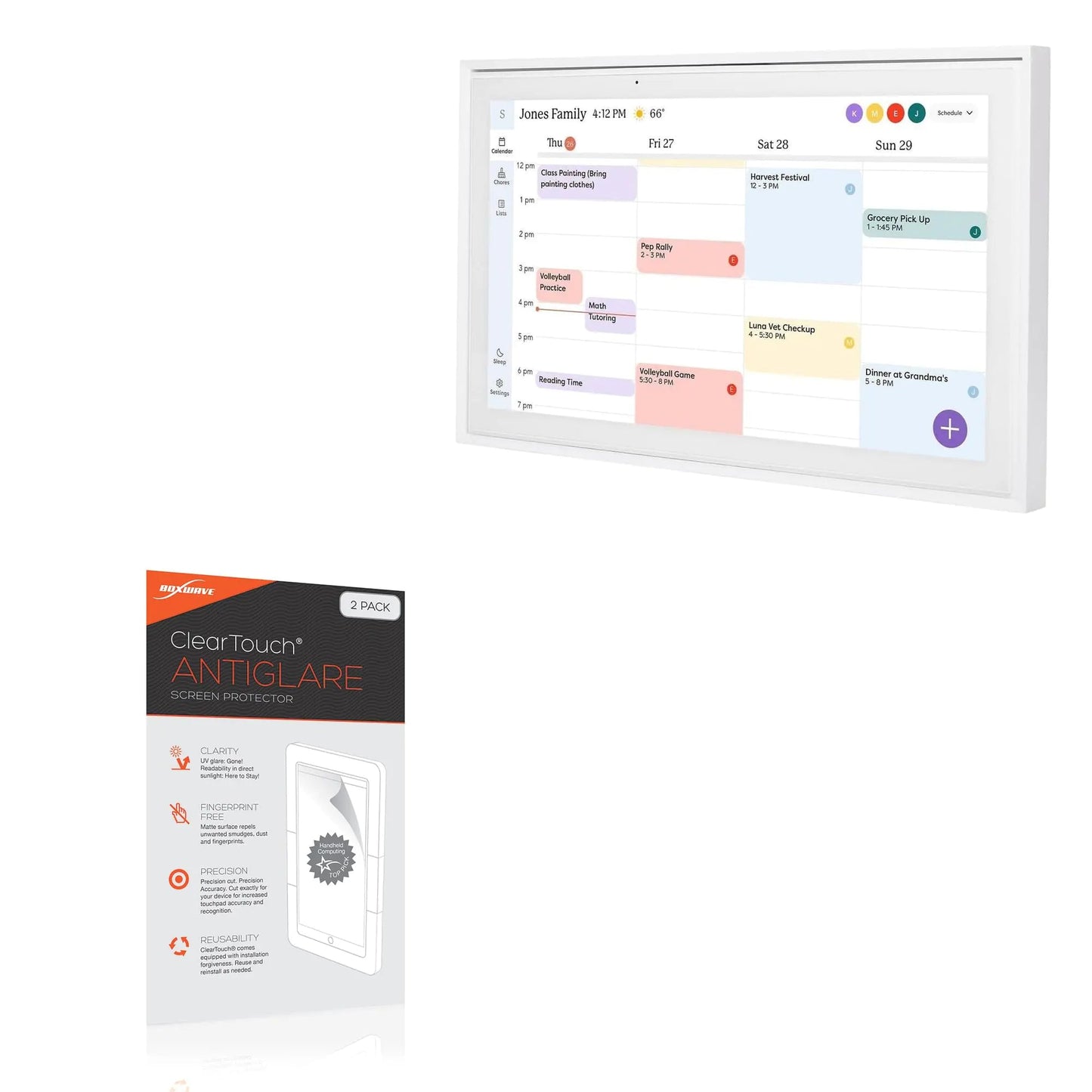 BoxWave Screen Protector Compatible with Skylight Calendar (15 inch) - ClearTouch Crystal (2-Pack), HD Film Skin - Shields from Scratches HejK.com