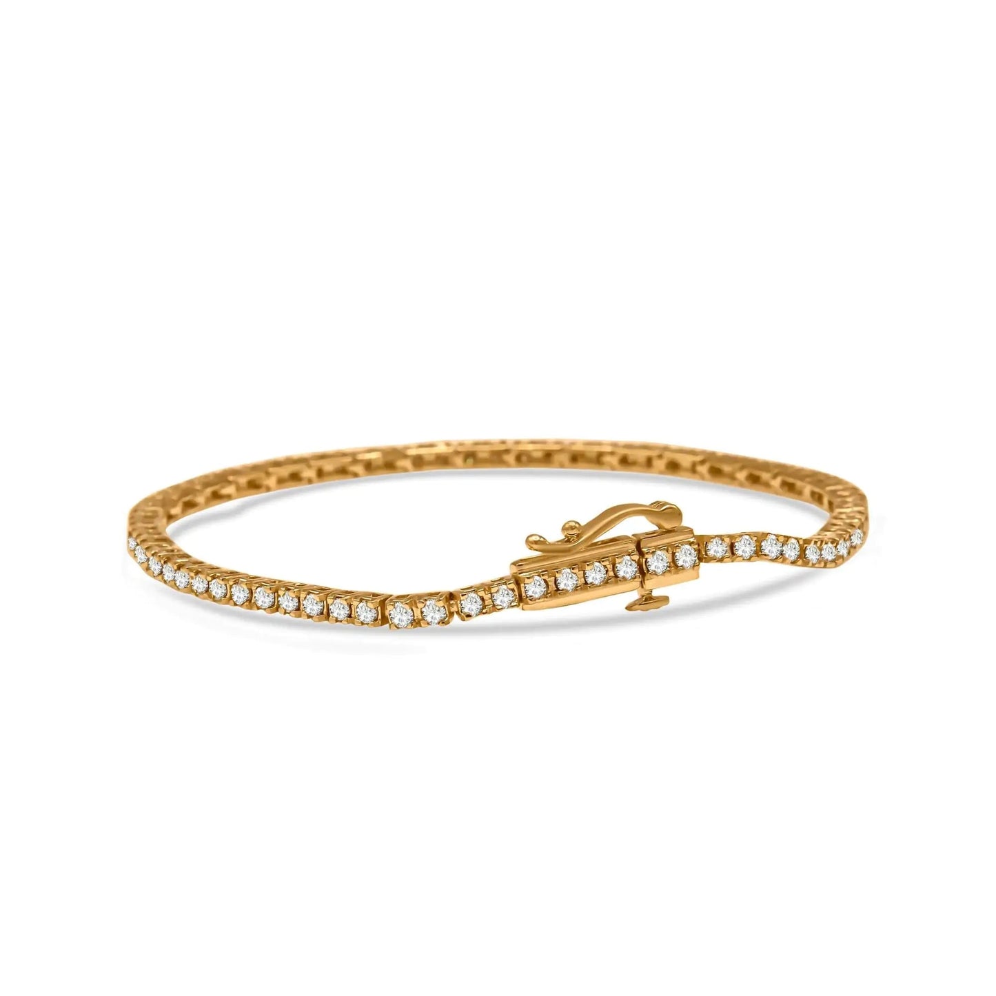 10K Yellow Gold Plated .925 Sterling Silver 2.0 Cttw Champagne Diamond Tennis 7" Bracelet (Champagne Color, I3 Clarity) WEM Support (www.WEM.support)