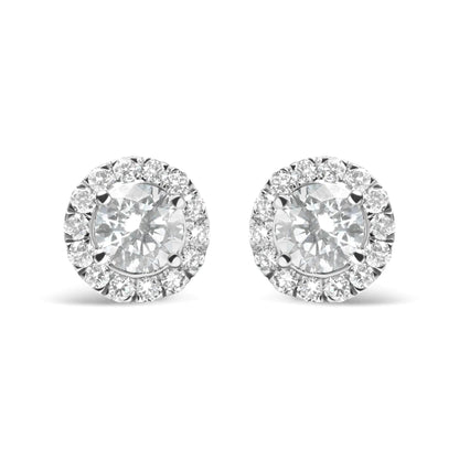 14K White Gold Lab Grown Diamond Solitaire Stud Earrings with Halo (2.00 Cttw, F-G Color, VS2-SI1 Clarity WEM Support (www.WEM.support)
