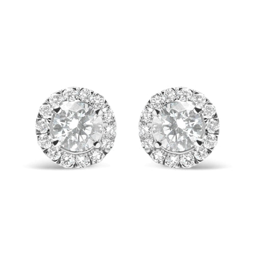14K White Gold Lab Grown Diamond Solitaire Stud Earrings with Halo (2.00 Cttw, F-G Color, VS2-SI1 Clarity WEM Support (www.WEM.support)