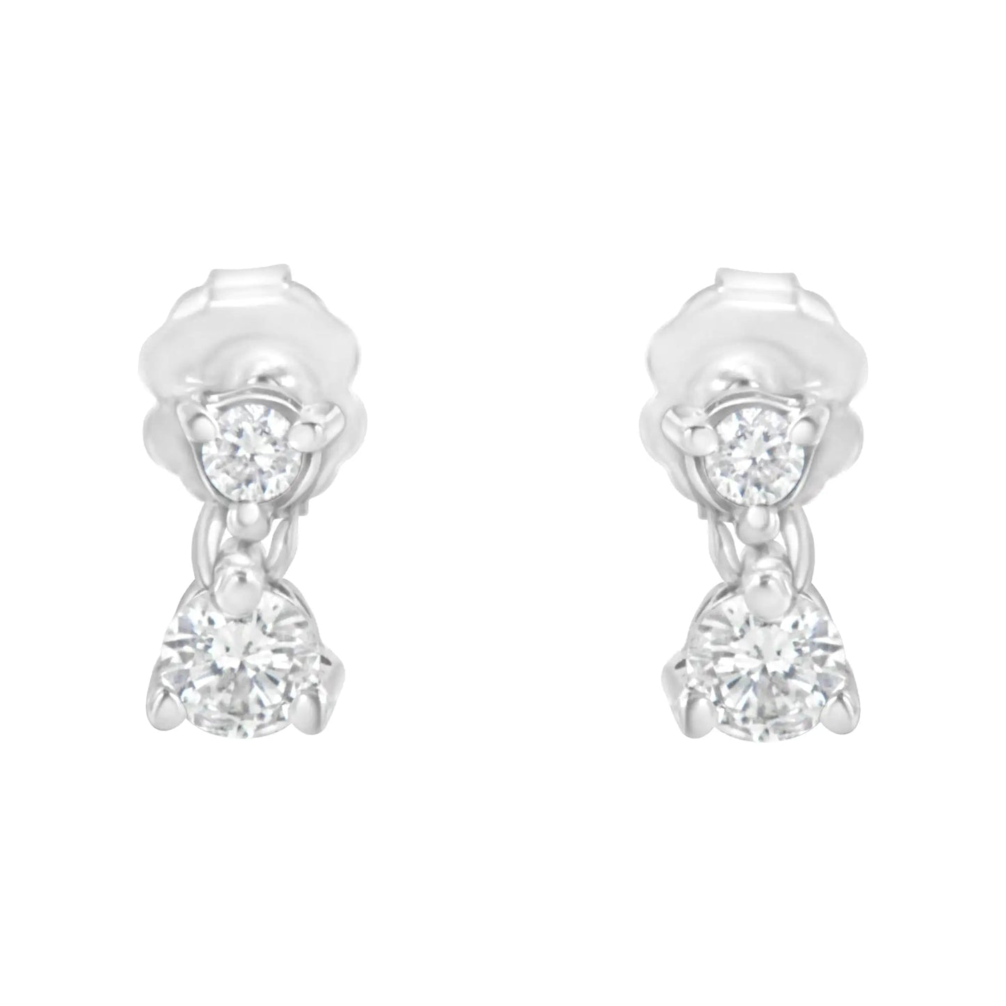 14K White Gold 1 cttw Double Diamond Stud Earrings (I-J Clarity, I2-I3 Color) WEM Support (www.WEM.support)