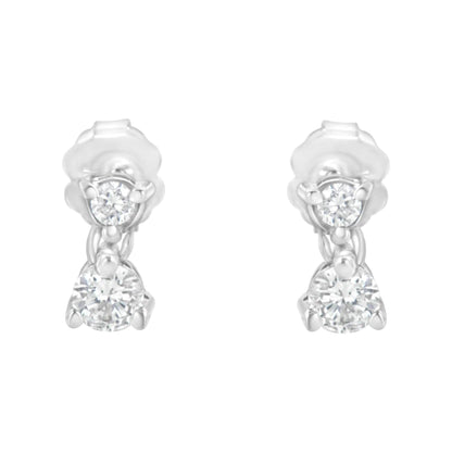 14K White Gold 1 cttw Double Diamond Stud Earrings (I-J Clarity, I2-I3 Color) WEM Support (www.WEM.support)