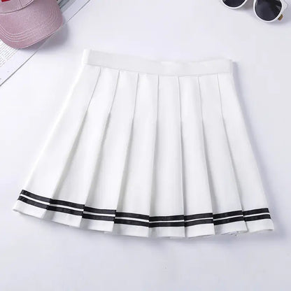 Navy Style Half - Length Striped Elastic Waist Skirt - Catch Cards