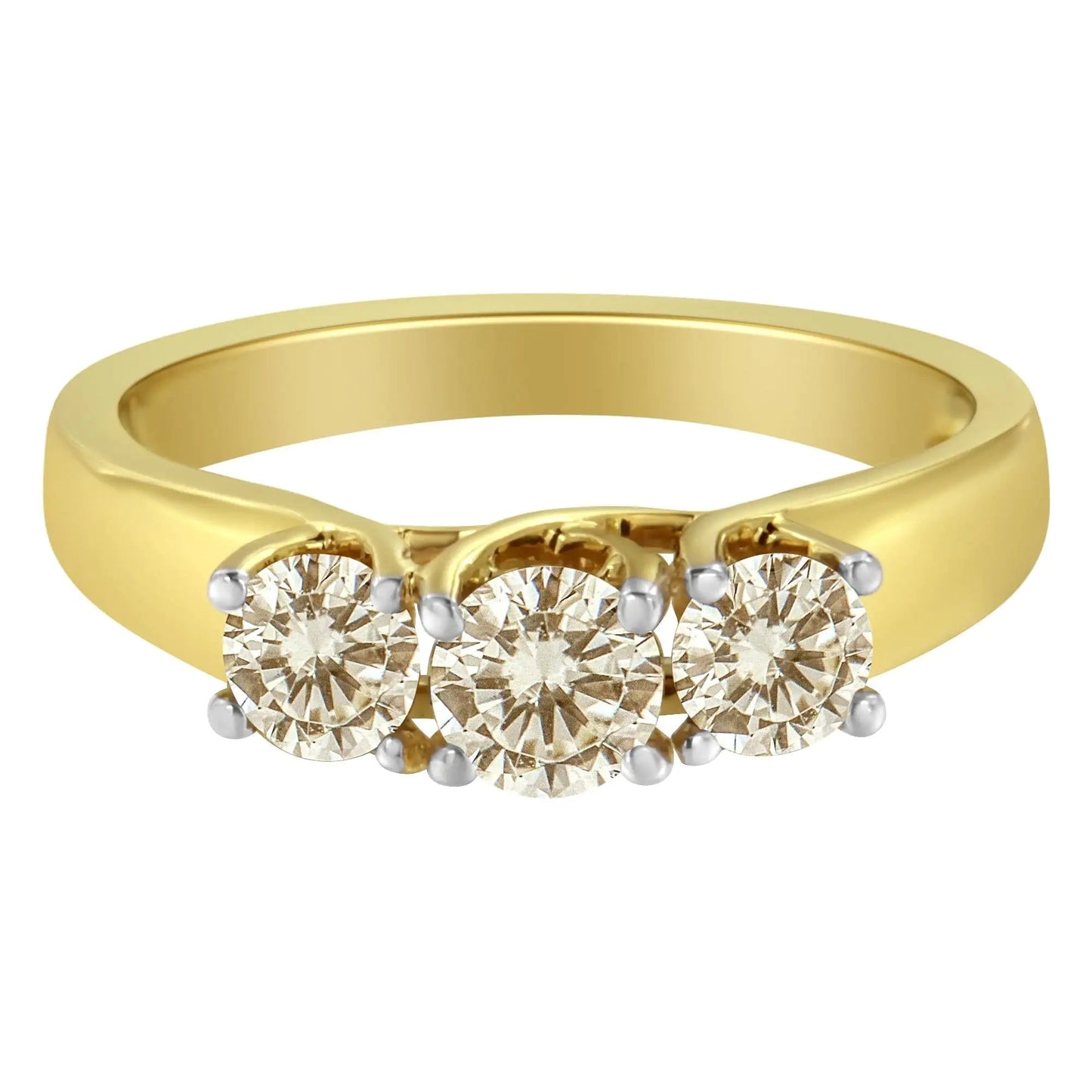 10K Yellow Gold Diamond 3-Stone Ring (1 Cttw, J-K Color, I1-I2 Clarity) WEM Support (www.WEM.support)