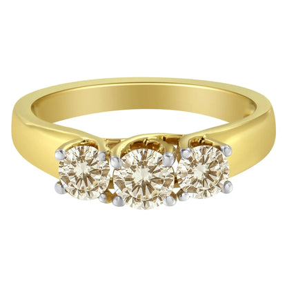 10K Yellow Gold Diamond 3-Stone Ring (1 Cttw, J-K Color, I1-I2 Clarity) WEM Support (www.WEM.support)
