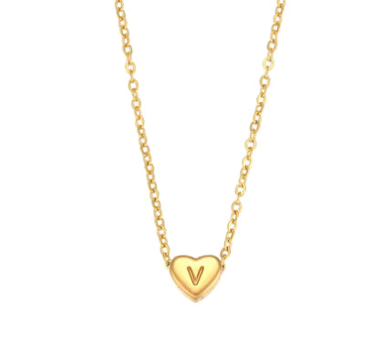 Heart Charm Gold Necklet - Initial Love HejK.com Marketplace LLC