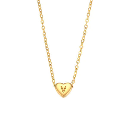 Heart Charm Gold Necklet - Initial Love HejK.com Marketplace LLC