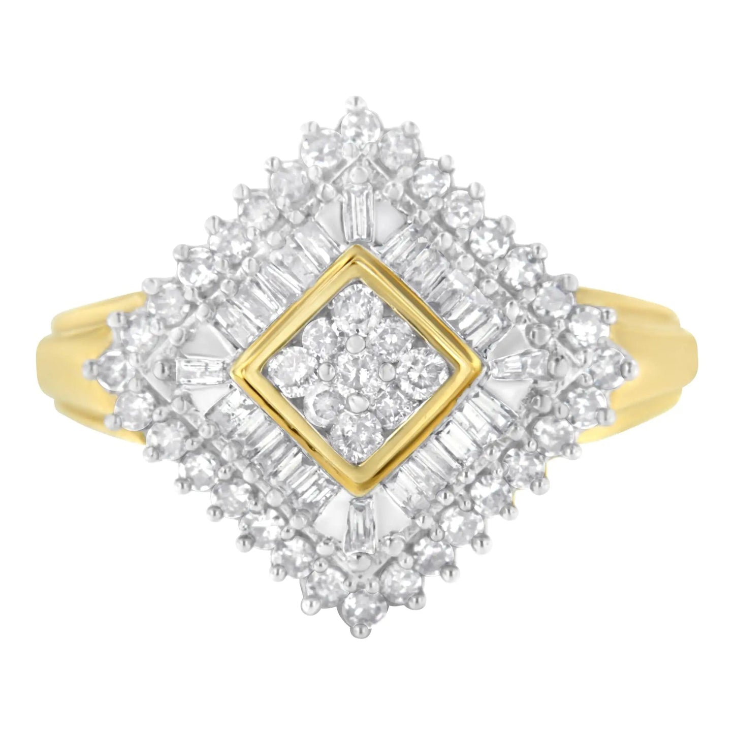 10K Yellow Gold Diamond Ballerina Ring (1 Cttw, I-J Color, I1-I2 Clarity) WEM Support (www.WEM.support)