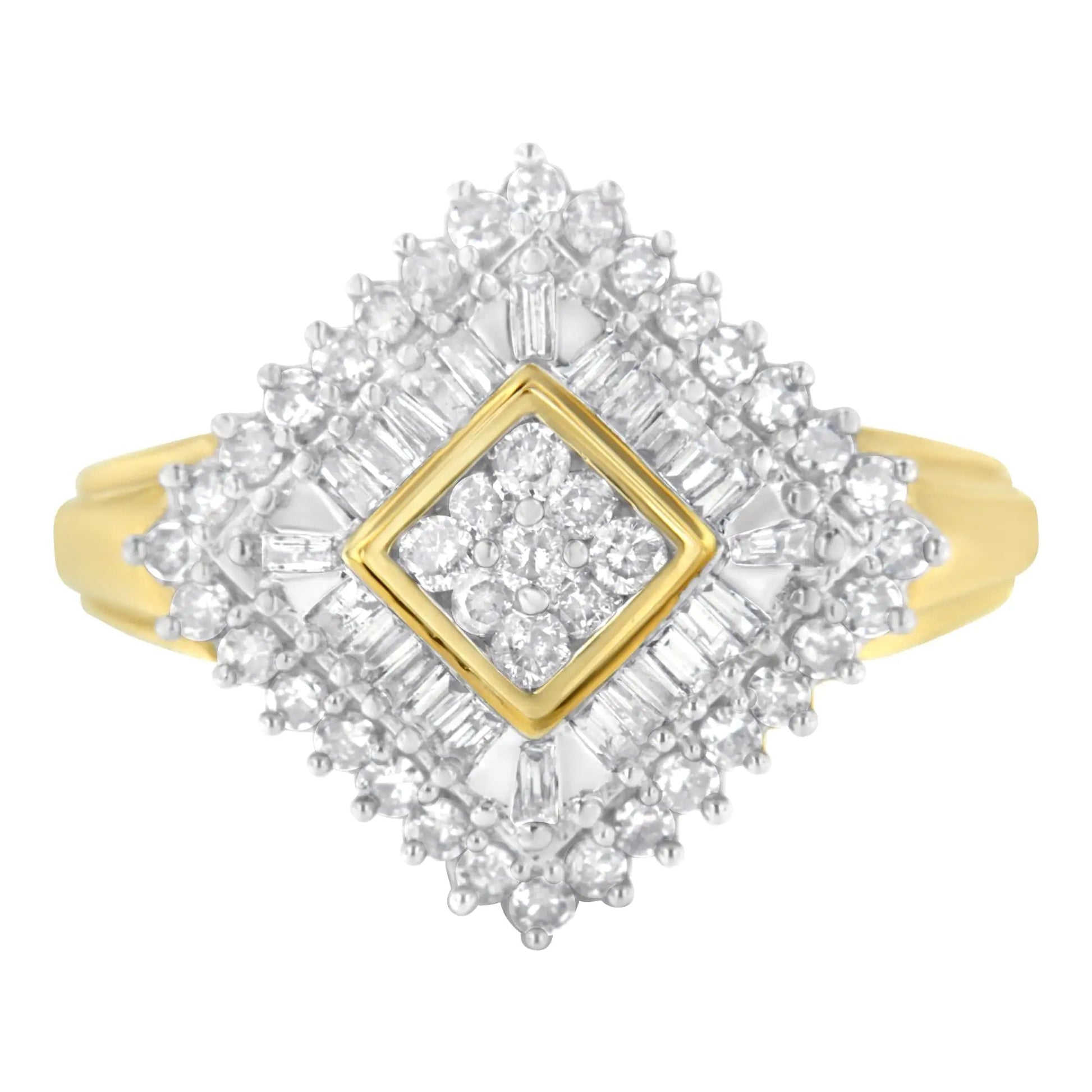 10K Yellow Gold Diamond Ballerina Ring (1 Cttw, I-J Color, I1-I2 Clarity) WEM Support (www.WEM.support)