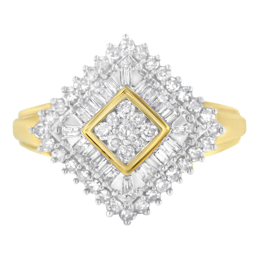 10K Yellow Gold Diamond Ballerina Ring (1 Cttw, I-J Color, I1-I2 Clarity) WEM Support (www.WEM.support)
