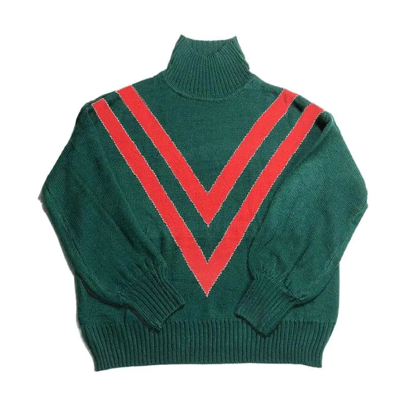 Turtleneck Long Sleeve Loose Retro Women's Sweater WEM Support (www.WEM.support)