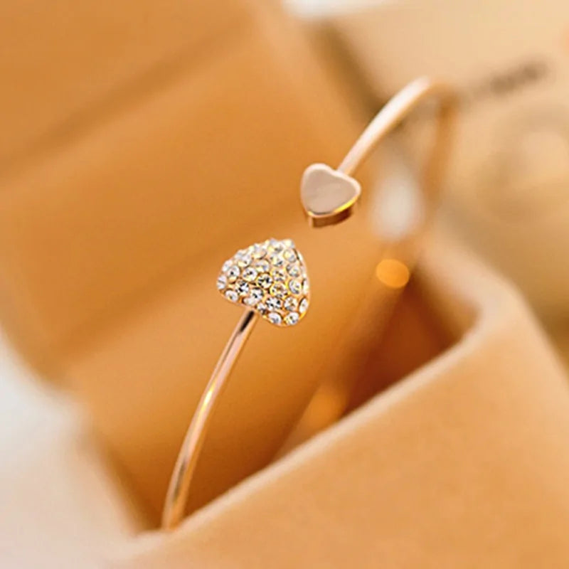 Crystal Double Heart Bracelet WEM Support (www.WEM.support)