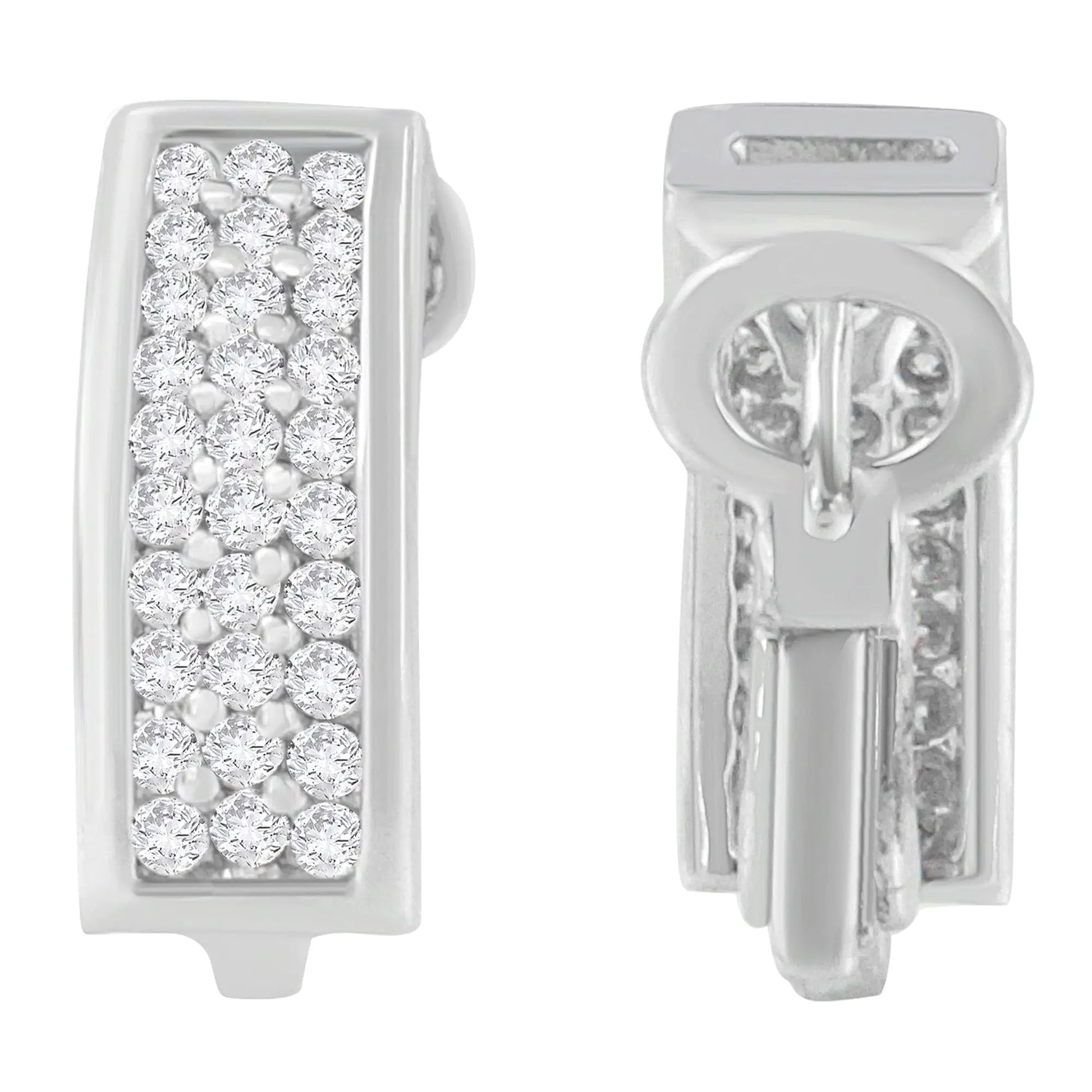 14K White Gold 1 cttw Round Cut Diamond Earrings (H-I, SI1-SI2) WEM Support (www.WEM.support)
