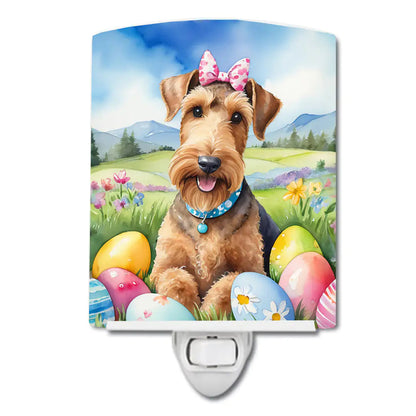Airedale Terrier Easter Egg Hunt Ceramic Night Light WEM Support (www.WEM.support)