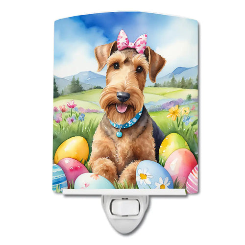 Airedale Terrier Easter Egg Hunt Ceramic Night Light WEM Support (www.WEM.support)