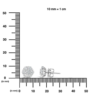 14K White Gold 1 3/4 Cttw Lab Grown Diamond Floral Cluster Composite Stud Earrings (G-H Color, VS2-SI1 Clarity) WEM Support (www.WEM.support)