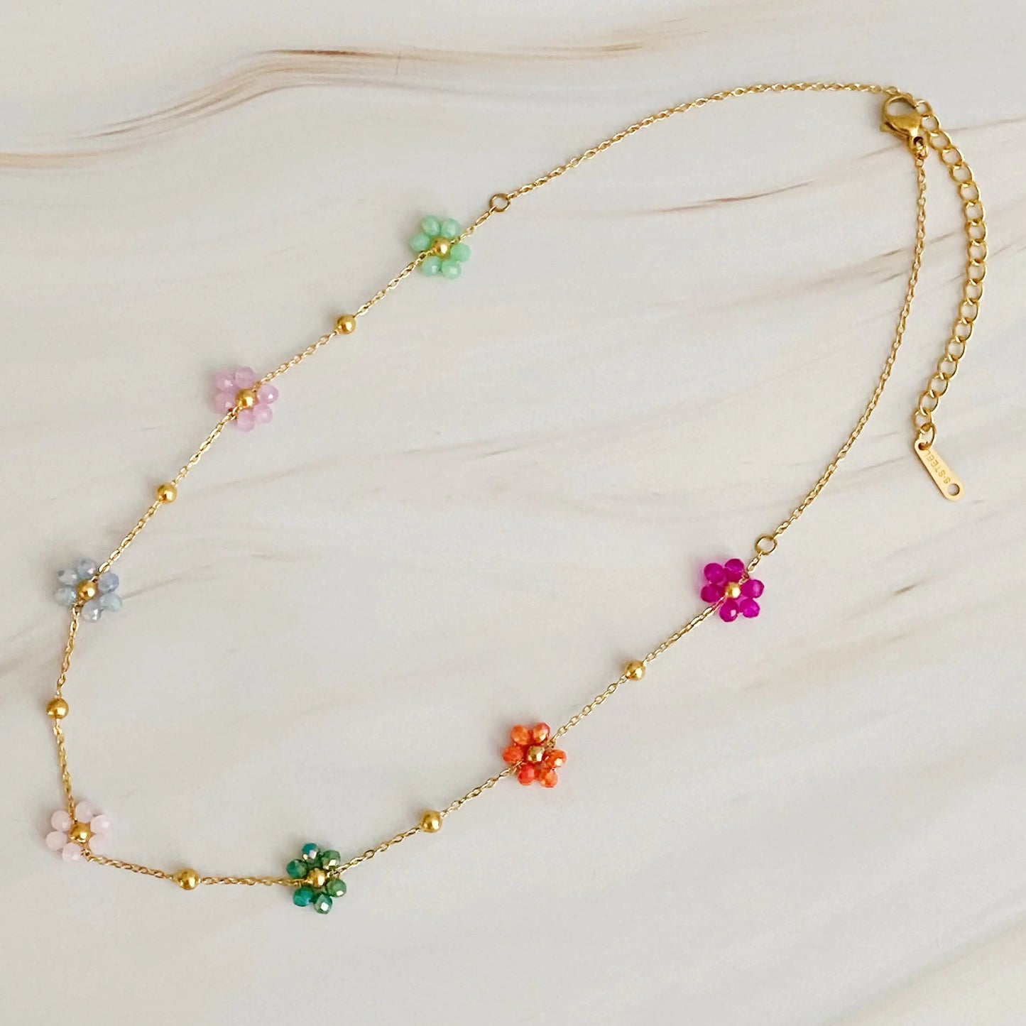 Flower Field Romance Beaded Necklace WEM Support (www.WEM.support)