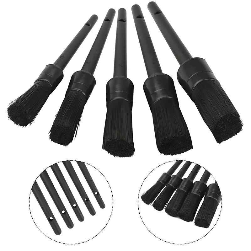 5PC Car Detailing Brush Kit Boar Hair Vehicle Auto Interior For Wheel Clean Sets WEM Support (www.WEM.support)