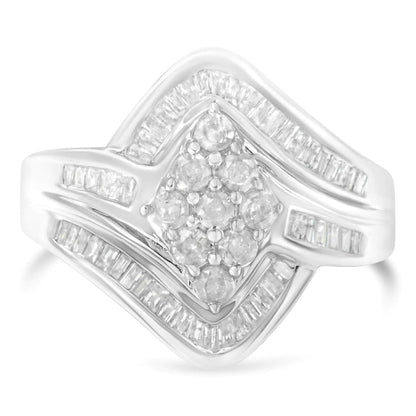 10K White Gold Diamond Bypass Cluster Ring (1 Cttw, I-J Color, I2-I3 Clarity) WEM Support (www.WEM.support)