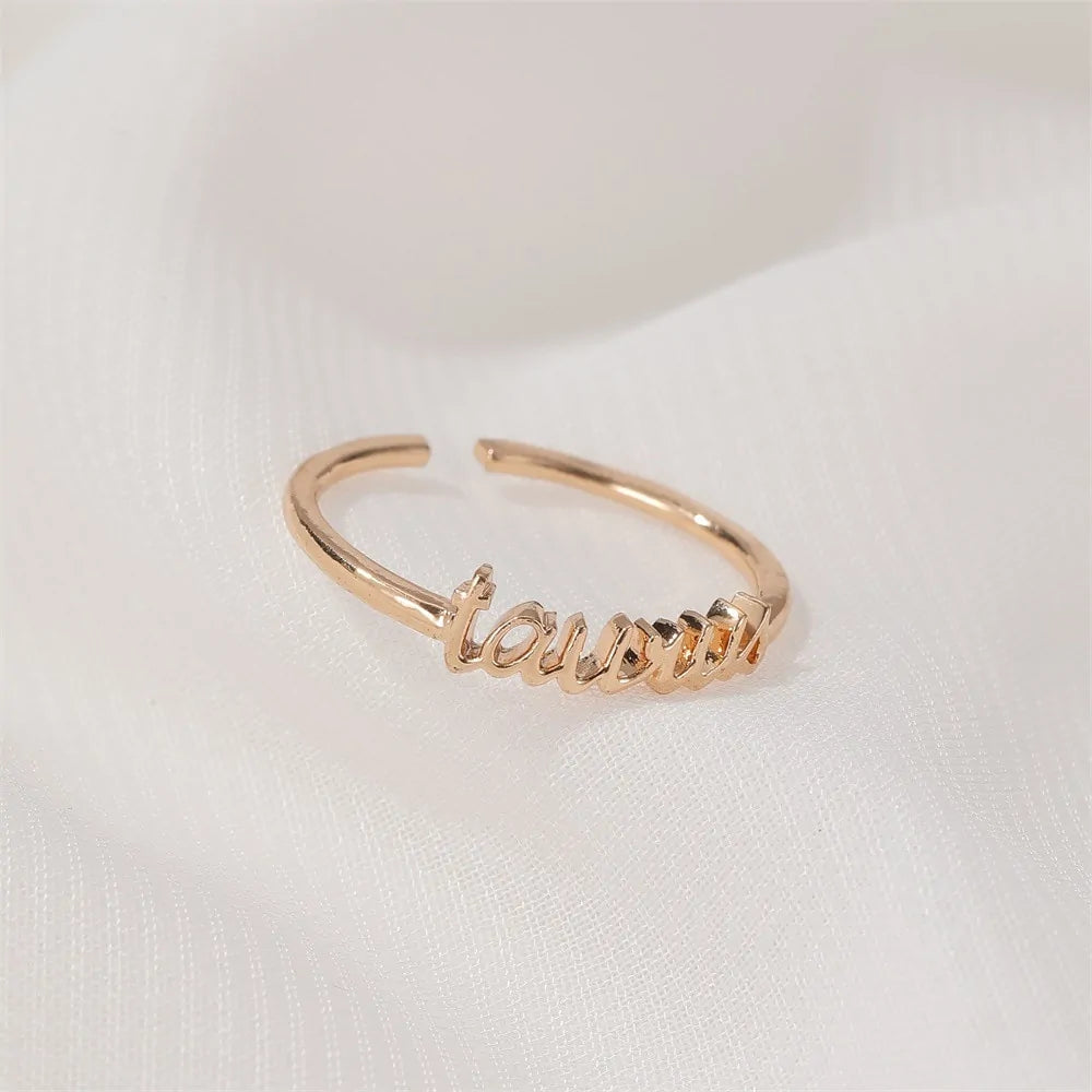 Thin Open Gold Zodiac Rings WEM Support (www.WEM.support)