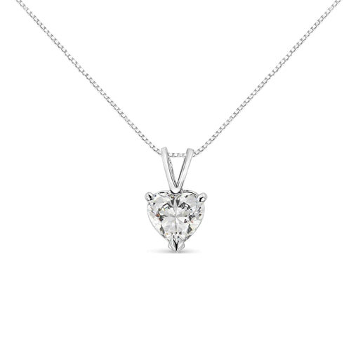 14K White Gold Martini Set 1.00 Cttw Lab Grown Heart Diamond Solitaire 18" Pendant Necklace (F-G Color, VS1-VS2 Clarity) WEM Support (www.WEM.support)