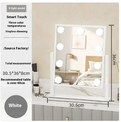 Vanity Mirror with Lights, Hollywood Vanity Makeup Mirror with 9 Dimmable LED Bulbs, 3 Color Lighting Modes, Detachable 10X Magnification, 360°Rotation,White WEM Support (www.WEM.support)