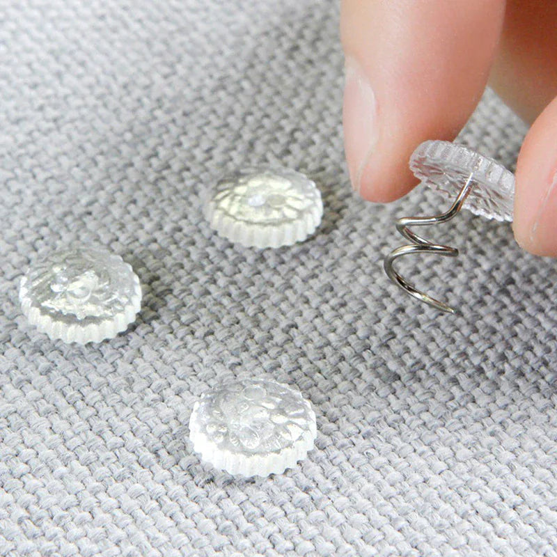 50 Pcs Upholstery Tacks Headliner Pins Clear Heads Twist Bed Fabric Sofa Chair WEM Support (www.WEM.support)