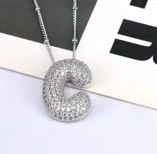 Brass Zircon Letter Necklace WEM Support (www.WEM.support)