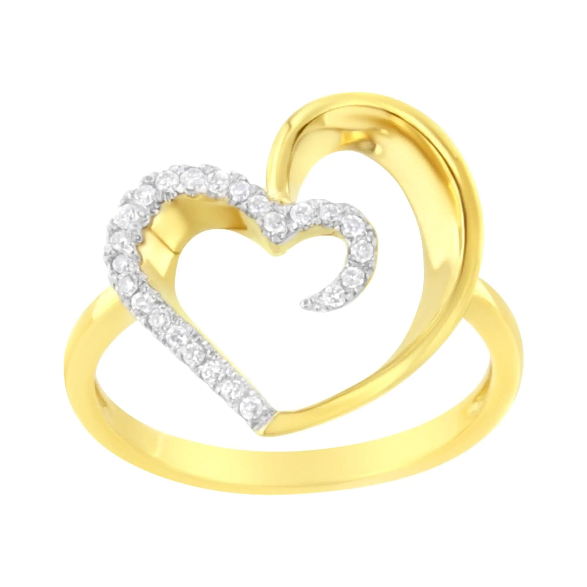 14KT Yellow Gold 1/10 ctw. Diamond Heart Shape Ring (K-L, I1-I2) WEM Support (www.WEM.support)