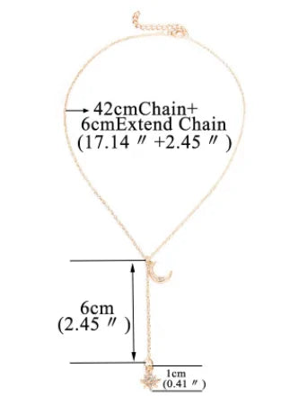 Crystal Moon Star Necklace WEM Support (www.WEM.support)