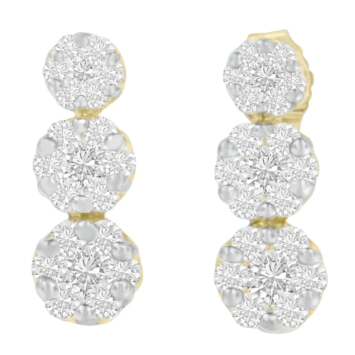 14K Yellow Gold 1 cttw Diamond Stud Earring (H-I, I1-I2) WEM Support (www.WEM.support)