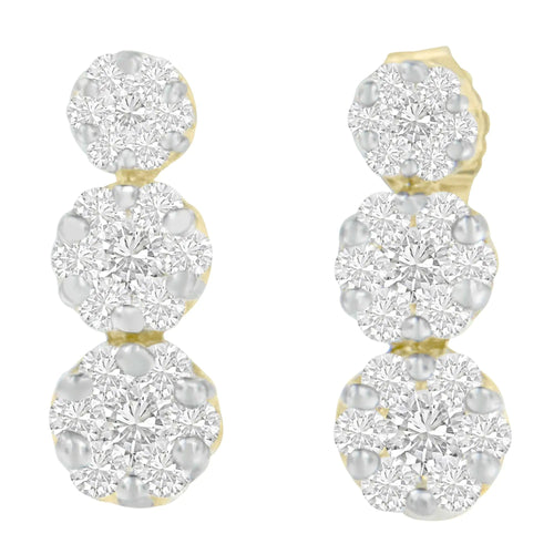 14K Yellow Gold 1 cttw Diamond Stud Earring (H-I, I1-I2) WEM Support (www.WEM.support)