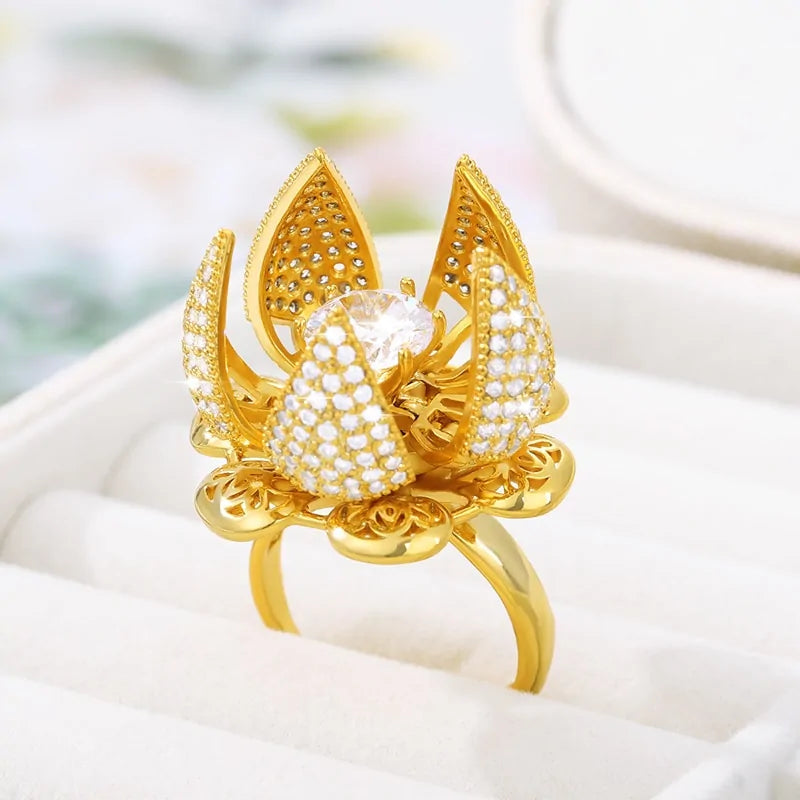 Gold Flower Bud Ring WEM Support (www.WEM.support)