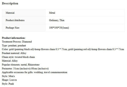 Oil Diamond - embedded Maple Leaves Pendant - Catch Cards